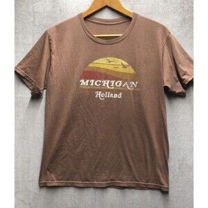 Tee Shirt Men’s Size Unknown Brown Graphic Hollander Michigan Thrashed